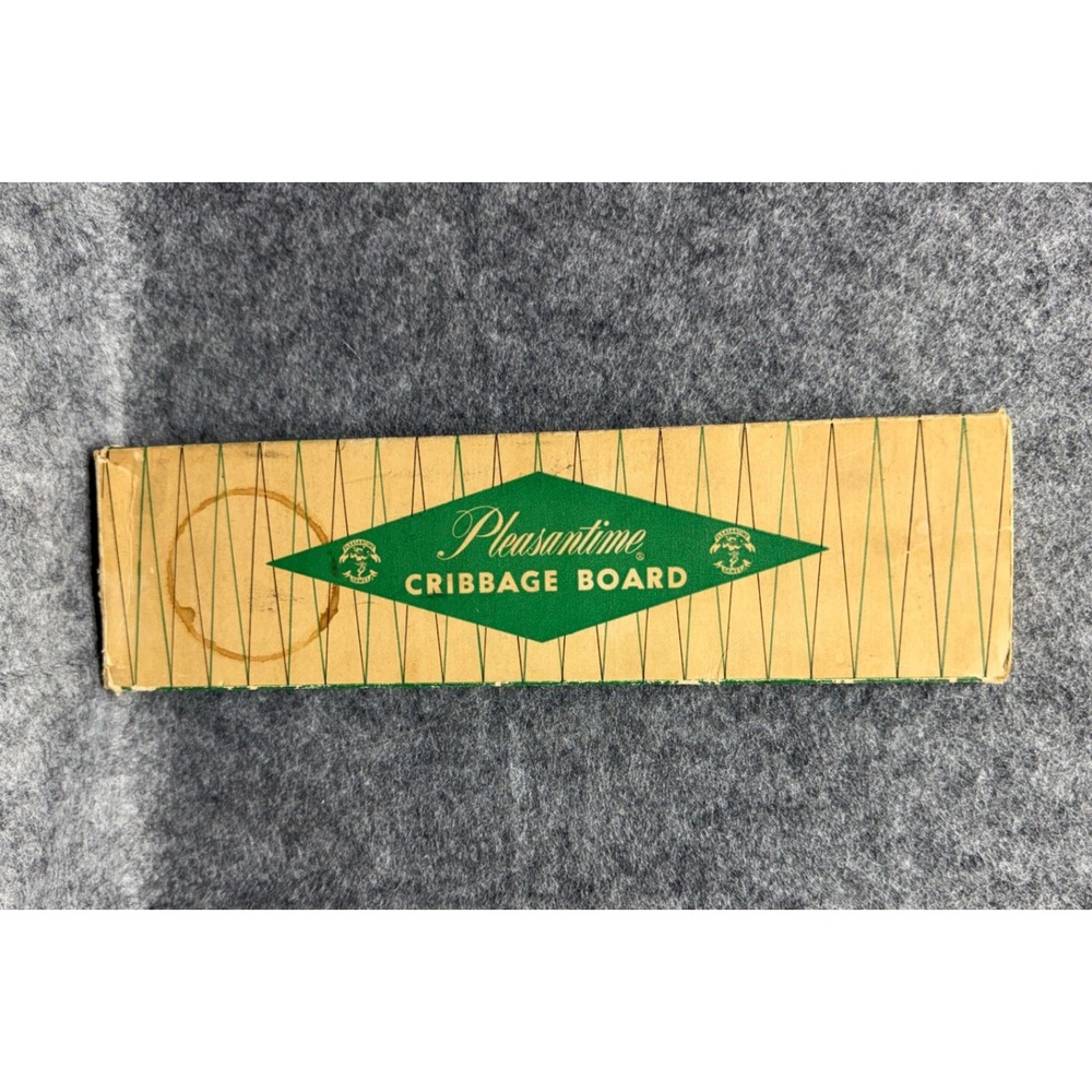 Vintage Pleasantime Cribbage Board Wood Pacific Game Company Original Box Pegs